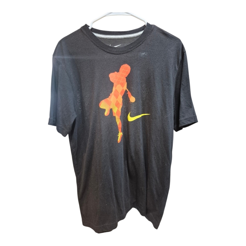 Nike Black T-Shirt with Orange Graphic Medium